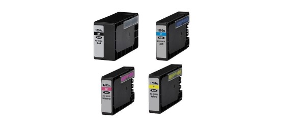Complete set of 4 Canon PGI-1200XL High Yield Compatible Inkjet Cartridges